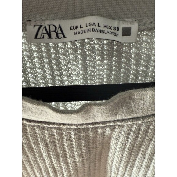 Zara Womens sz L Gray Long Sleeve Ribbed Thermal Top - Picture 3 of 3